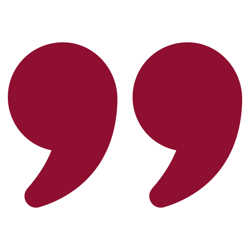 A pair of large, maroon-colored closing quotation marks on a light gray background.